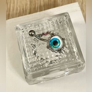 FLASH SALE- Belly Ring- Evil Eye Design 14g Stainless Steel NWT